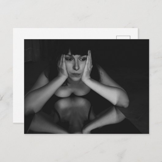 Vrouw en spiegel briefkaart (Voorkant / Achterkant)