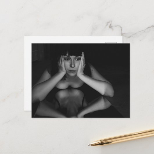 Vrouw en spiegel briefkaart (Voorkant / Achterkant in situ)