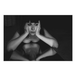 Vrouw en spiegel foto afdruk