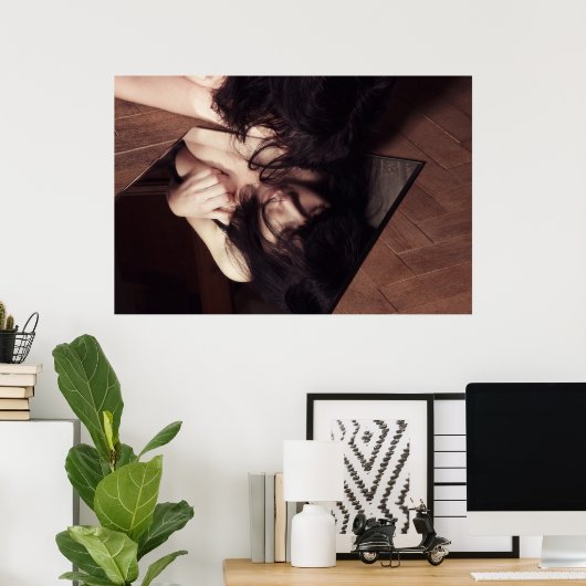 Vrouw en spiegel poster (Thuiskantoor)