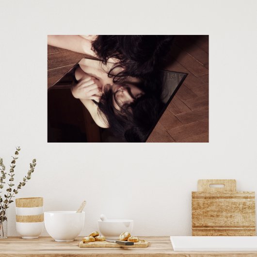 Vrouw en spiegel poster (Keuken)