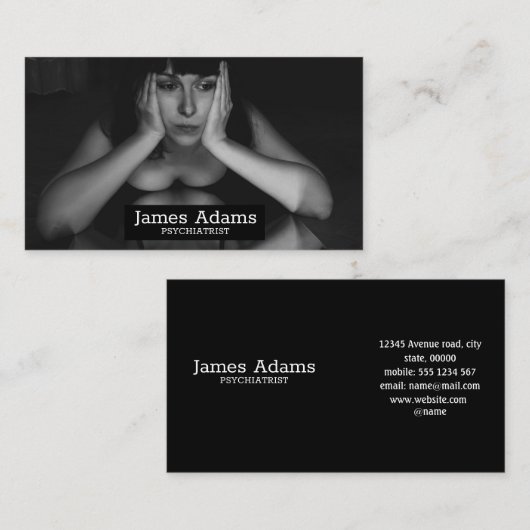 Vrouw en spiegel visitekaartje (Voorkant / Achterkant)
