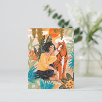 Vrouw en tijger oerwoud zonsondergang