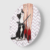 Vrouw en Tuxedo Cat Grote Klok (Hoek)