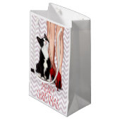 Vrouw en Tuxedo Cat Klein Cadeauzakje (Voorkant Gekanteld)