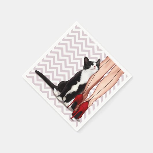 Vrouw en Tuxedo Cat Servetten (Hoek)