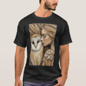 Vrouw en uil in veren t-shirt (Voorkant)