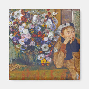 Vrouw en vaas met bloemen, Edgar Degas Magneet
