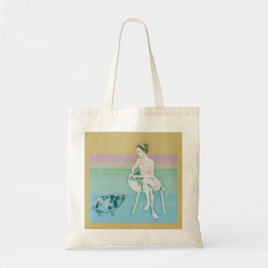 Vrouw en varken tote bag (Voorkant)