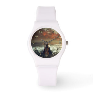 Vrouw en Violin in de oceaan Horloge