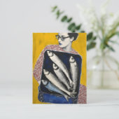 Vrouw en Vis Briefkaart (Staand voorkant)