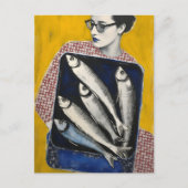 Vrouw en Vis Briefkaart (Voorkant)