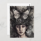 Vrouw en Vlinders Briefkaart (Voorkant / Achterkant)