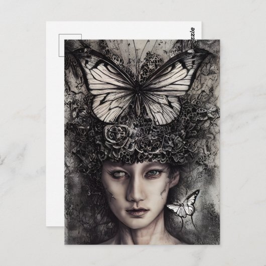 Vrouw en Vlinders Briefkaart (Voorkant / Achterkant)