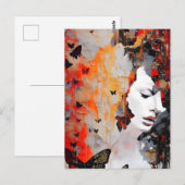 Vrouw en Vlinders Grunge Schilderij Briefkaart (Voorkant / Achterkant)