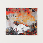 Vrouw en Vlinders Grunge Schilderij Wandkleed (Voorkant (horizontaal))