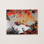 Vrouw en Vlinders Rommelig Schilderen Legpuzzel (Horizontaal)