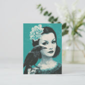 Vrouw en vogel briefkaart (Staand voorkant)