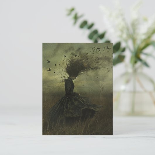 Vrouw en vogels Dark Fantasy Briefkaart (Staand voorkant)