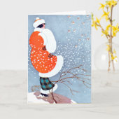  vrouw en vogels Gevouwen Wenskaart Kaart (Gele Bloem)