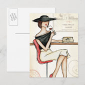 Vrouw en wijnglas briefkaart (Voorkant / Achterkant)