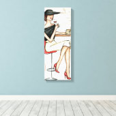 Vrouw en wijnglas canvas afdruk (Insitu (Houten vloer))