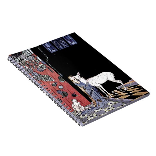 Vrouw en Witte Fawn  Magic Witch Art Notitieboek (Rechterzijde)