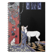 Vrouw en Witte Fawn  Magic Witch Art