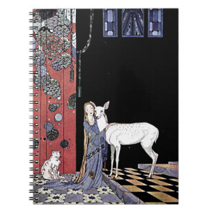 Vrouw en Witte Fawn  Magic Witch Art Notitieboek