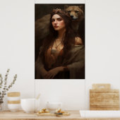 Vrouw en Wolf Poster Kunst Print Wandkunst (Keuken)