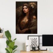 Vrouw en Wolf Poster Kunst Print Wandkunst (Thuiskantoor)