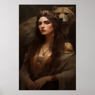 Vrouw en Wolf Poster Kunst Print Wandkunst