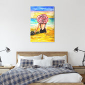 Vrouw en Zee Canvasprint - Schilderkunst Canvas Afdruk (Insitu (Slaapkamer))