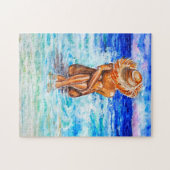 Vrouw en Zee Puzle Painting Legpuzzel (Horizontaal)