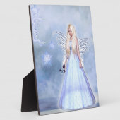 Vrouw engel in blauw fotoplaat (Zijkant)