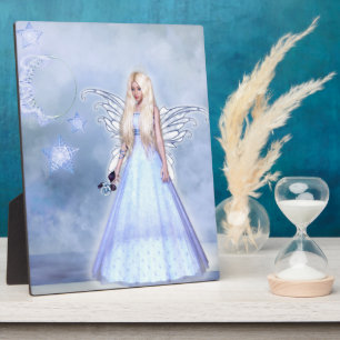 Vrouw engel in blauw fotoplaat