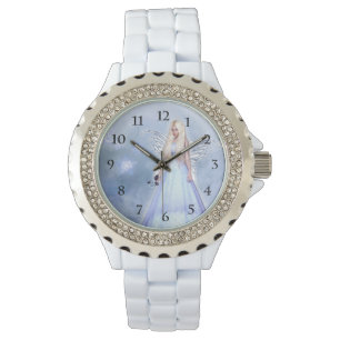 Vrouw engel in blauw horloge