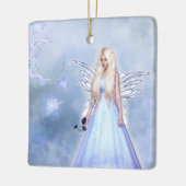 Vrouw engel in blauw keramisch ornament (Links)