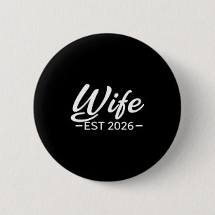 Vrouw Est 2026 Shirt Getrouwd Honeymoon Trouwen 1 Ronde Button 5,7 Cm