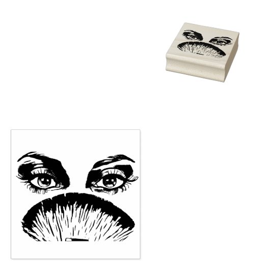 vrouw Face Eyes lips Makeup Brush Art Rubberstempel (Gestempeld)