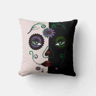 Vrouw Face Pillow - Vrouw Face Skull Abstract Kussen