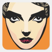 Vrouw Face Vierkante Sticker (Voorkant)