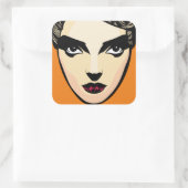 Vrouw Face Vierkante Sticker (Tas)