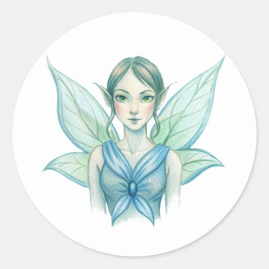 Vrouw Fairy Ronde Sticker (Voorkant)