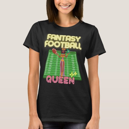 Vrouw Fantasy Football Queen League Champ T-shirt (Voorkant)