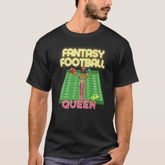 Vrouw Fantasy Football Queen League Champ T-shirt (Voorkant)