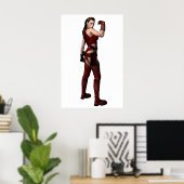 Vrouw Fantasy in het rood Poster (Thuiskantoor)