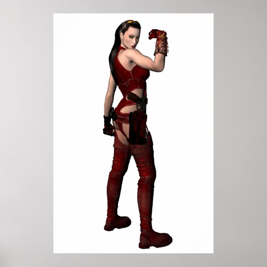 Vrouw Fantasy in het rood Poster (Voorkant)
