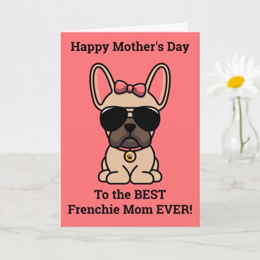 Vrouw Fawn French Bulldog Moederdag Card Kaart (Kleine Plant)