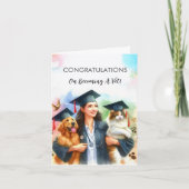 Vrouw Felicitaties Dierenarts Schattige Dog & Cat Kaart (Voorkant)